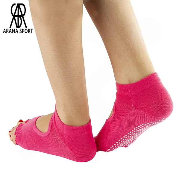 Open Toe Pilates Socks Golden Star with Grip for Gym and Yoga