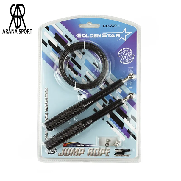 طناب ورزشی با دسته استیل شیاردار ضد لغزش و قابل تنظیم