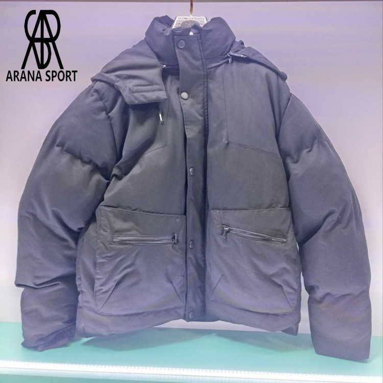 نمای جلوی کاپشن مردانه باکسی ضخیم