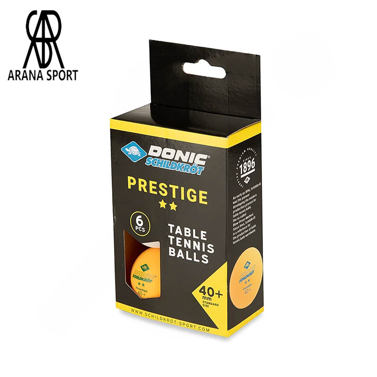 بسته 6 عددی توپ پینگ پنگ دونیک شیلدکروت PRESTIGE با رنگ سفید و نارنجی و کیفیت خوب برای تمرین روزانه و بازی روان