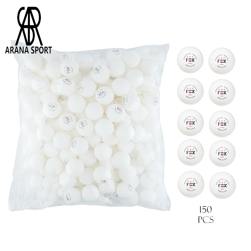 توپ پینگ پنگ تمرینی فاکس 3 ستاره +X40 بسته 150 عددی سفید از جنس ABS مقاوم مناسب باشگاه، مدرسه و تمرین مداوم