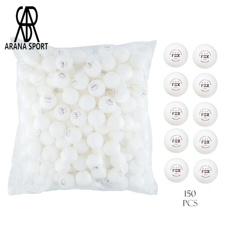 توپ پینگ پنگ تمرینی فاکس 3 ستاره +X40 بسته 150 عددی سفید از جنس ABS مقاوم مناسب باشگاه، مدرسه و تمرین مداوم