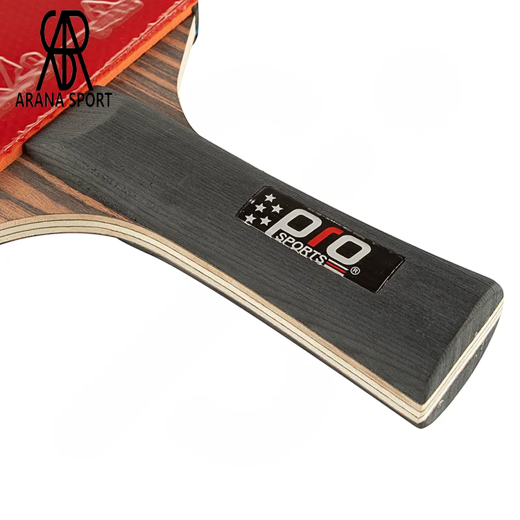 نمای اصلی راکت پینگ پنگ پرو اسپرتز 5 ستاره کیف دار با دسته FL چوبی، رویه نیمه چسبنده، طراحی حرفهای و کیف محافظ ضربه گیر مخصوص تمرین و مسابقه