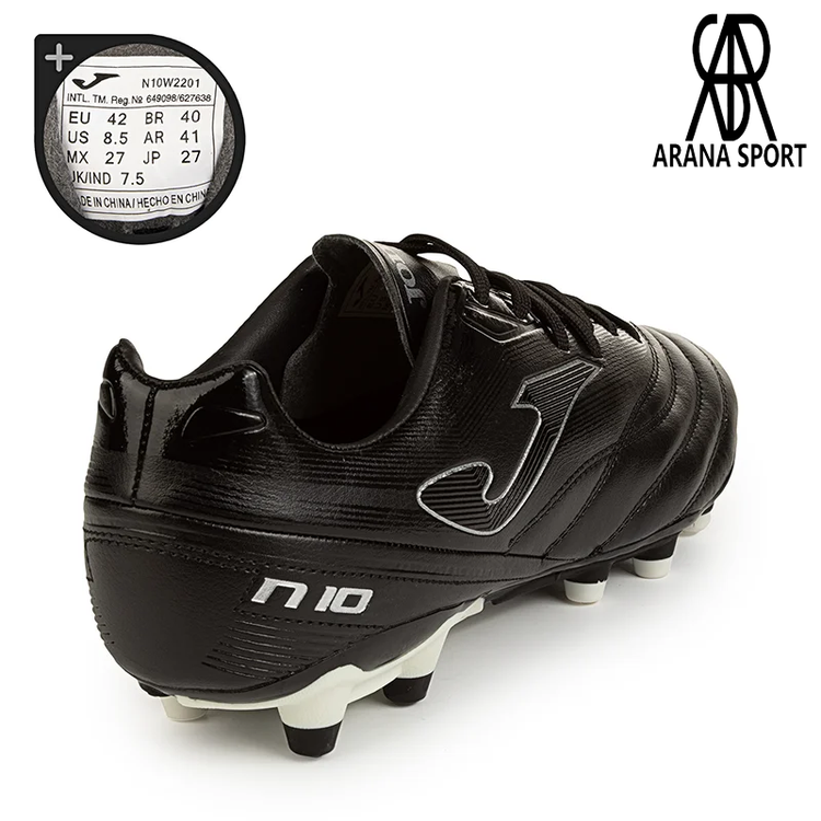 کفش فوتبال جوما JOMA-N10W2201FG اورجینال مشکی براق مخصوص زمین طبیعی-5