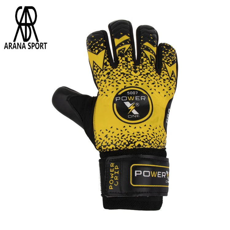 دستکش گلری فنردار پاورایکس 5007 با سیستم Finger Save، کف لاتکس مصنوعی چسبنده، بند مچی پهن قابل تنظیم و طراحی ارگونومیک برای تمرین و مسابقه در چمن طبیعی-4