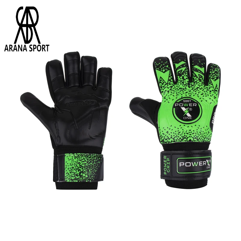 دستکش گلری فنردار پاورایکس 5007 با سیستم Finger Save، کف لاتکس مصنوعی چسبنده، بند مچی پهن قابل تنظیم و طراحی ارگونومیک برای تمرین و مسابقه در چمن طبیعی-1
