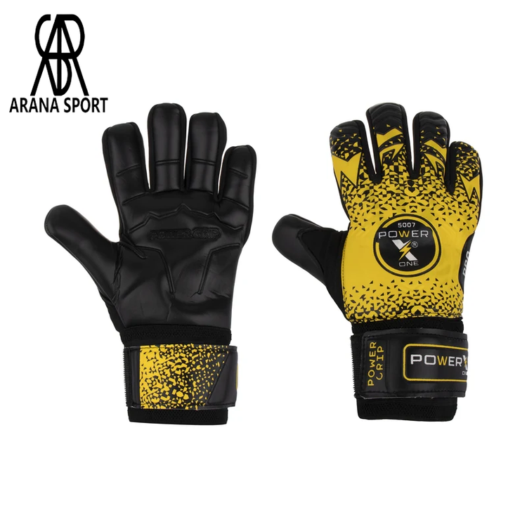 دستکش گلری فنردار پاورایکس 5007 با سیستم Finger Save، کف لاتکس مصنوعی چسبنده، بند مچی پهن قابل تنظیم و طراحی ارگونومیک برای تمرین و مسابقه در چمن طبیعی-3