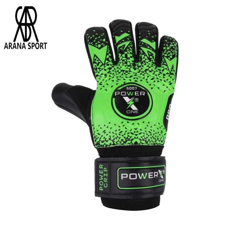 دستکش گلری فنردار پاورایکس 5007 با سیستم Finger Save، کف لاتکس مصنوعی چسبنده، بند مچی پهن قابل تنظیم و طراحی ارگونومیک برای تمرین و مسابقه در چمن طبیعی-2