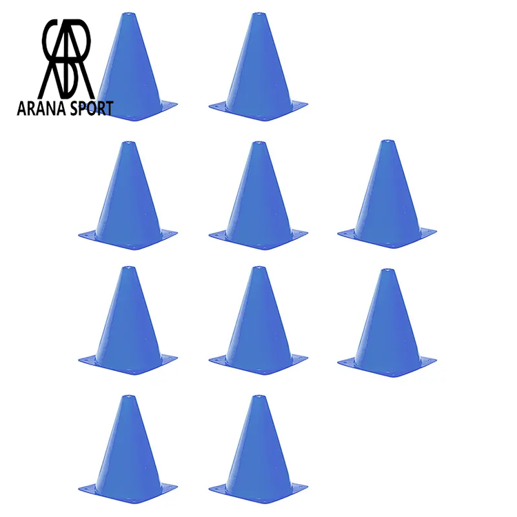 مانع تمرین فوتبال مخروطی 17 سانتیمتری ژله ای بسته 10عددی با رنگ روشن و پایه مربعی برای تمرین چابکی-7