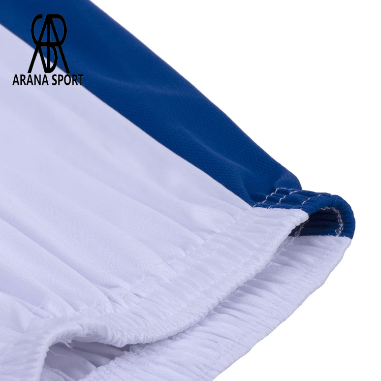 ست پیراهن شورت بچه گانه فرانسه کیت اول با رنگ آبی و سفید، پارچه پلیاستر سبک، یقه برگردان و شورت کمرکشی برای بازی، تمرین و تماشای مسابقه-8