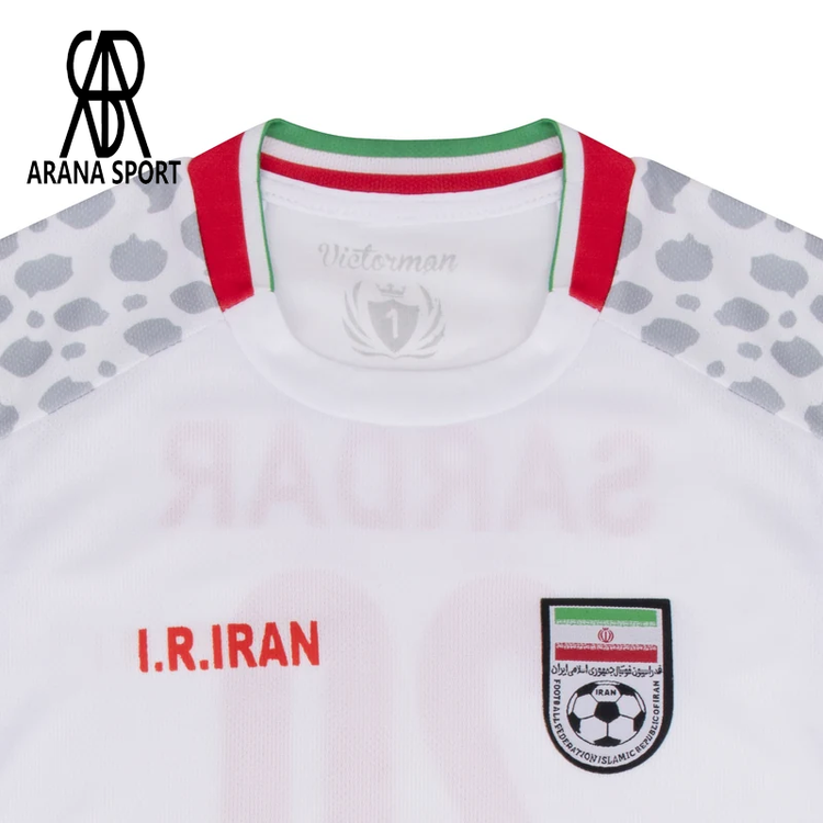 ست پیراهن شورت بچه گانه اول تیم ملی ایران جام جهانی سردار آزمون با طرح یوزپلنگ و شماره ۲۰ سفید-7