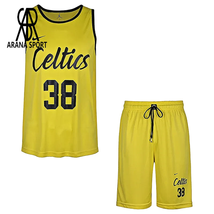 ست بسکتبال تیم سلتیک شامل رکابی و شلوارک پلیاستر کشی، طراحی اسپرت، لوگوی چاپی Celtics 38، مناسب تمرین، باشگاه و استفاده روزمره ورزشی-2