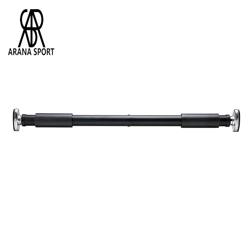 میله بارفیکس تن زیب سه لول با دسته فومی و بدنه مشکی مات، دارای طول قابل تنظیم برای نصب روی چارچوب مناسب و انجام تمرینات قدرتی بالاتنه در فضای خانه - 1